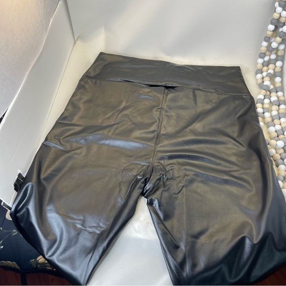 Faux Leather Leggings Women High Waist Pants Black Elastic Tights Black X-Large - Picture 5 of 8